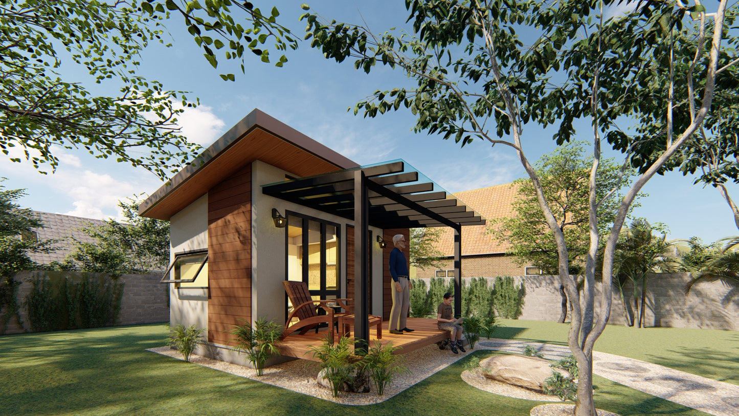 Tulip Basic Kit | 15sqm Modern Backyard Cabin Floor Plan (Digital Download)