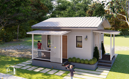 Freesia Basic Kit | 30sqm One Bedroom Small House Design with Modern Interior Floor Plan (DIGITAL DOWNLOAD)